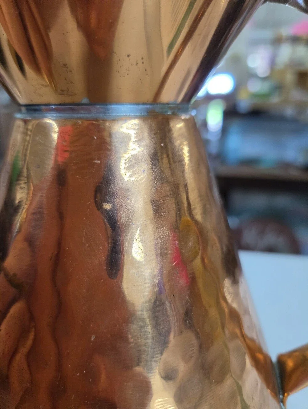 Vintage Hammered Copper Pitcher Jug Made In Britain Tavern Ale Measure Vibe